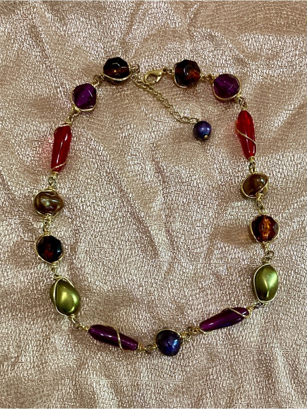 Vintage Multicolor Bead Chain Necklace